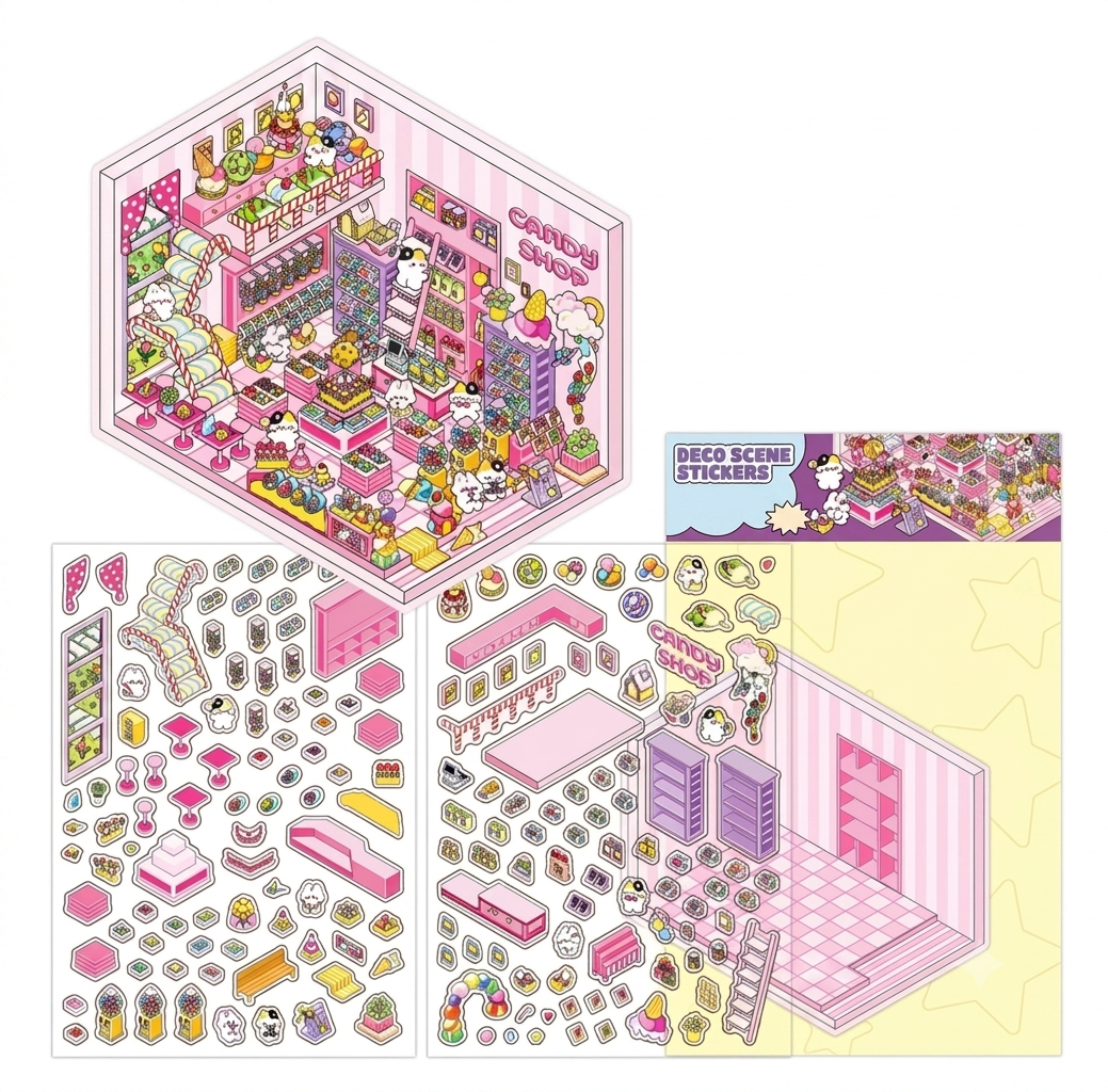 PEGATINAS DECORATIVAS ESCENAS 3D CANDY SHOP